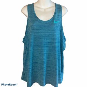 Nike Dri Fit Tank Shirt Womens Large Heather Blue Teal Exercise Yoga B21